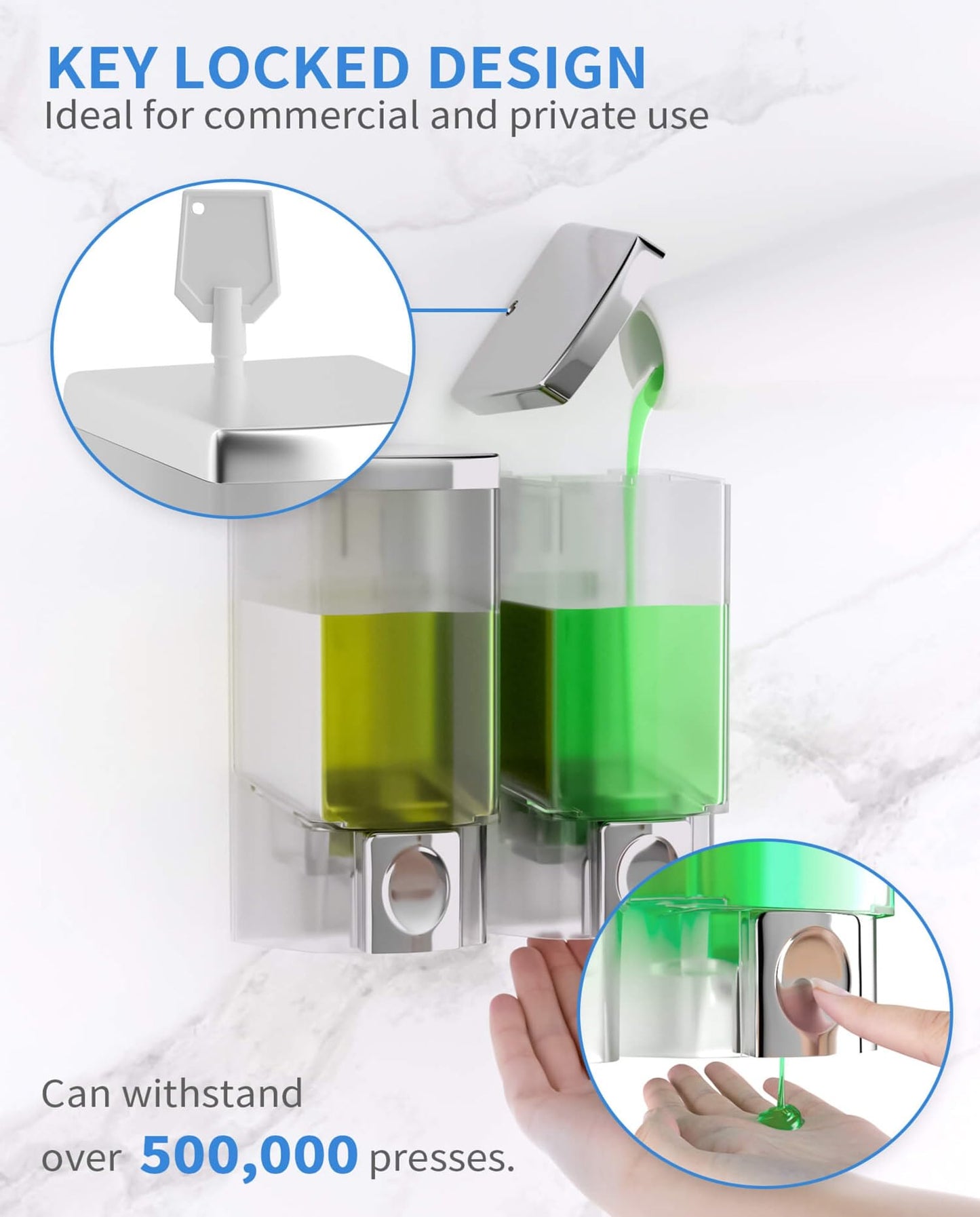 EADAS-ELBOW Shampoo and Conditioner Dispenser wall Mount, 2*8.9FL.OZ Shower Soap Dispenser wall Mounted Transparent Shampoo Dispenser for Shower, Shower Dispenser Soap Organizer, Body Wash Dispenser