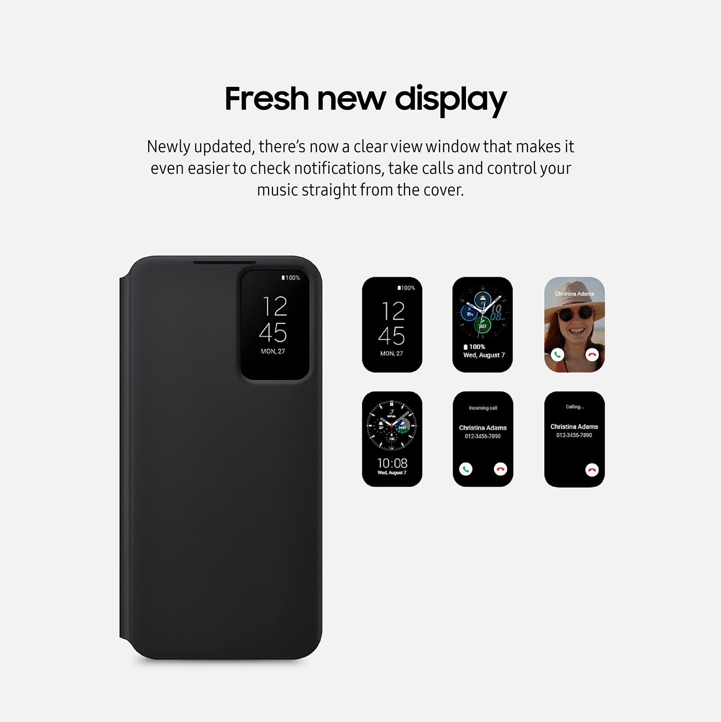 Samsung Galaxy S22 S-View Flip Cover, Protective Phone Case, Tap Control, Cutting Edge Design, US Version, Black, (EF-ZS901CBEGUS)