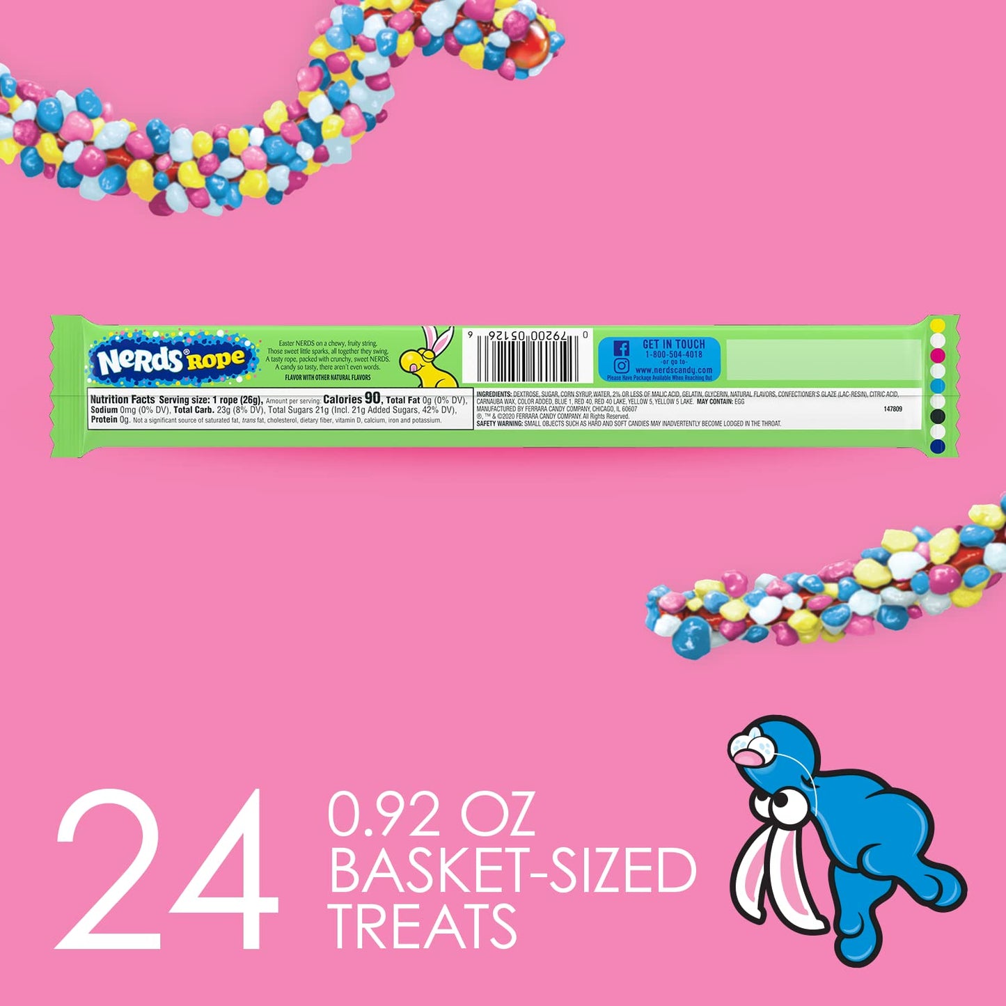 NERDS Hoppin' Rope, Springtime Easter Candy, 0.92 oz (Pack of 24)