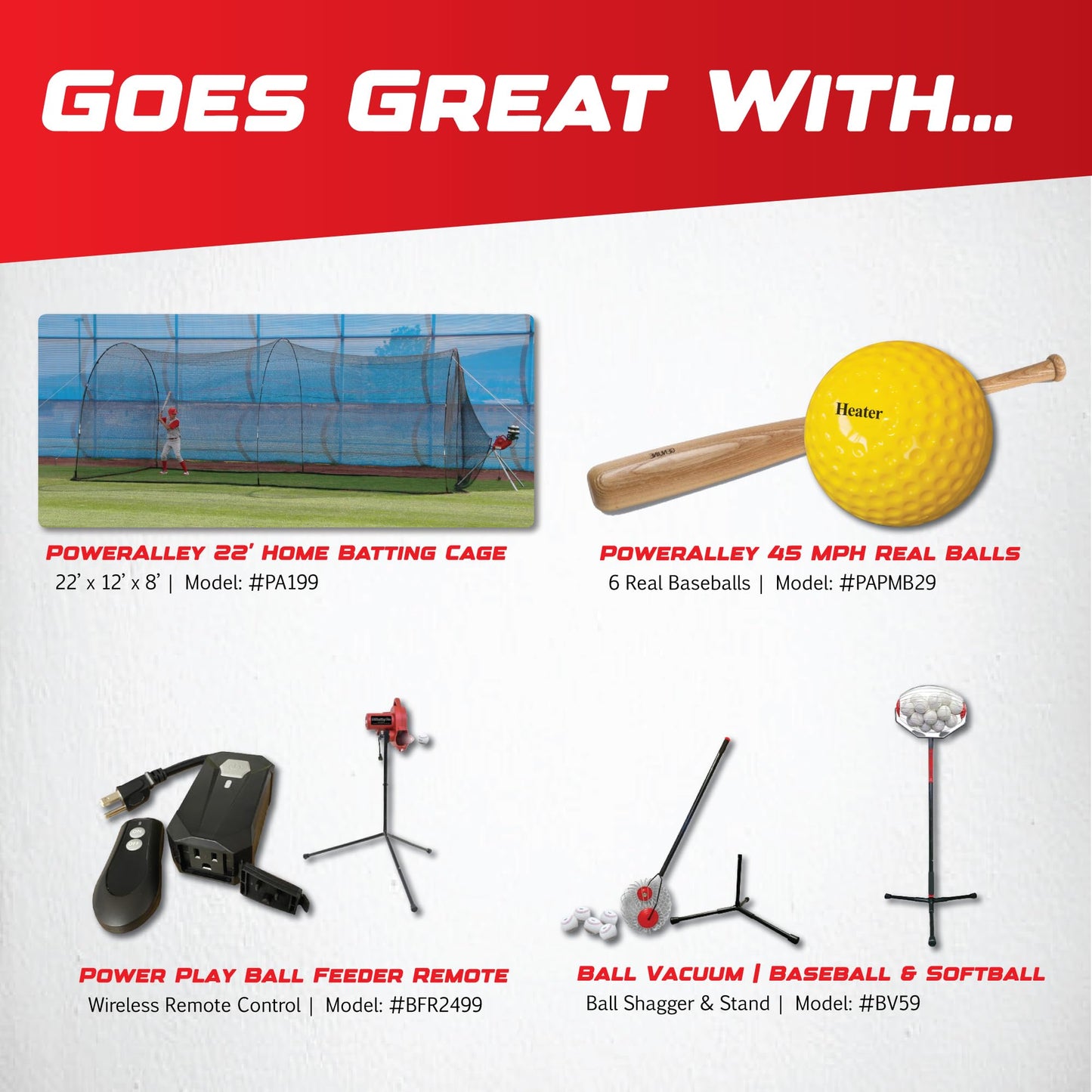 Heater Power Alley Pro Real Baseball Machine - Adjustable Design, Pitches Real Baseballs Up to 45 MPH, Accurate and Portable Training Tool for Batting, Pitching, and Field Practice