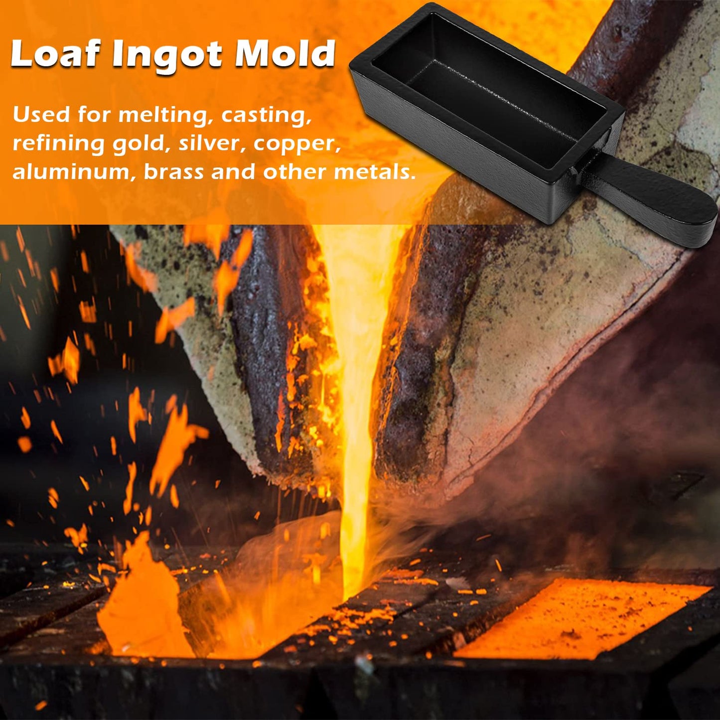Upgraded 100 oz Troy Ounce Gold Bar Loaf Cast Iron Ingot Mold Perfect for Custom Smelting Pouring Melting Casting Refining Gold Silver Copper Aluminum Brass Precious Metals