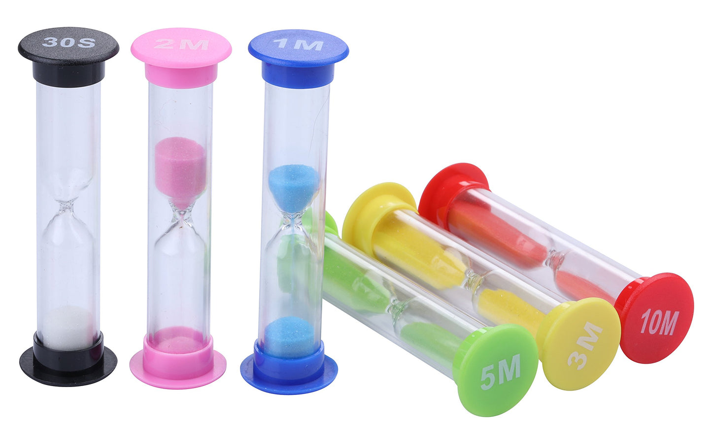 I-MART Plastic Sand Timer Sandglass Hourglass Sand Clock Timer 30 sec, 1 min, 2 mins, 3 mins, 5 mins, 10 mins (Pack of 6)
