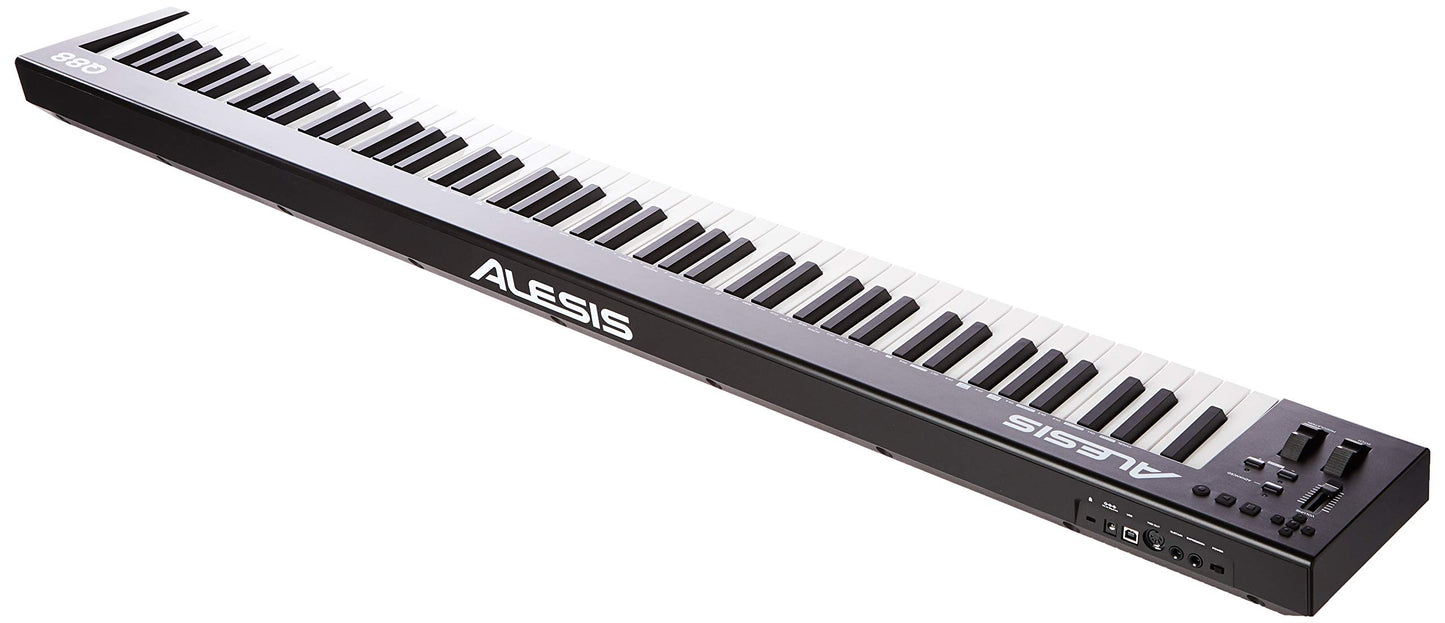 Alesis Q88 MKII - 88 Key USB MIDI Keyboard Controller with Full Size Velocity Sensitive Semi-Weighted Keys and Music Production Software Included