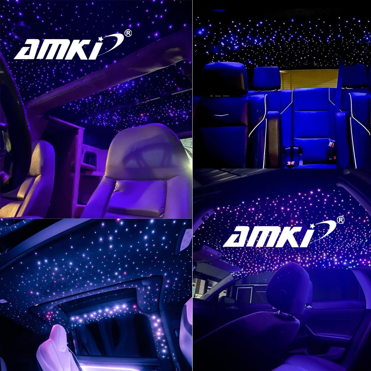 AMKI Twinkle 10W Fiber Optic Light Star Ceiling Kit, Mixed 380pcs 9.8ft Starlight Headliner Music Mode APP/Remote Control for Car Home Roof