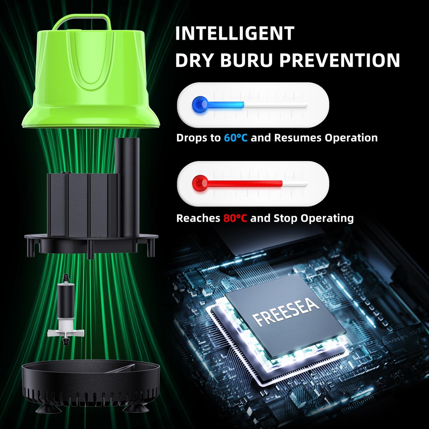 FREESEA Submersible Water Fountain Pump: 160 GPH 12W Small Sump Pump for Outdoor Pond Hydroponic Statuary Waterfall Aquarium Fish Tank
