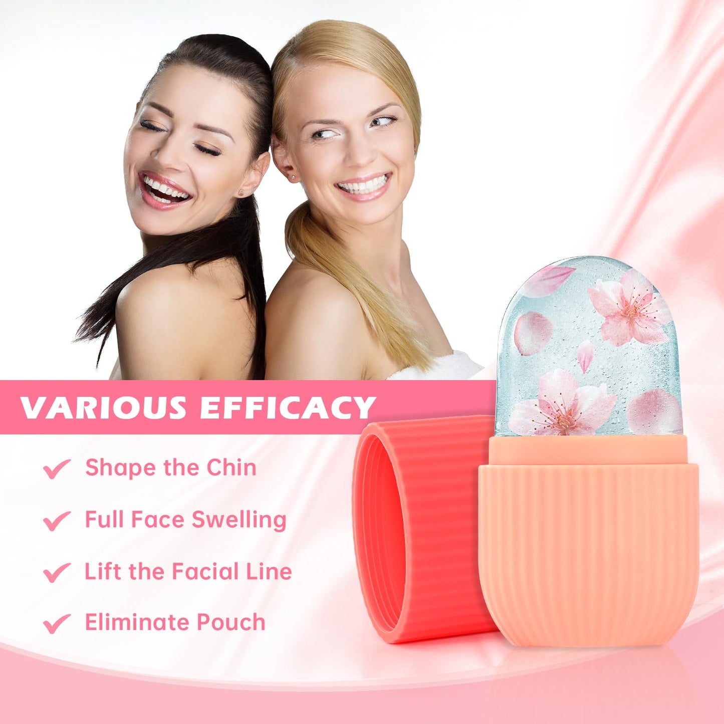 Ice Roller for Face and Eye, Upgrated Ice Face Roller Puffiness Relief Ice Roller Skin Care Tools, Ice Facial Cube, Gua Sha Face Massage, Silicone Ice Mold for Face Beauty (Red)