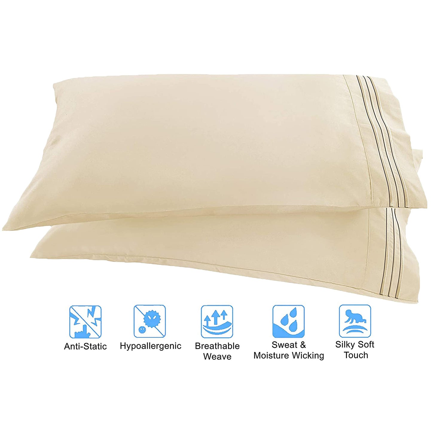 Elegant Comfort 1500 Premier Wrinkle & Fade Resistant Hotel Quality 4-Piece Bed Sheet Set Ultra Soft Luxurious Bed Sheet Set Includes Flat Sheet, Fitted Sheet and 2 Pillowcases