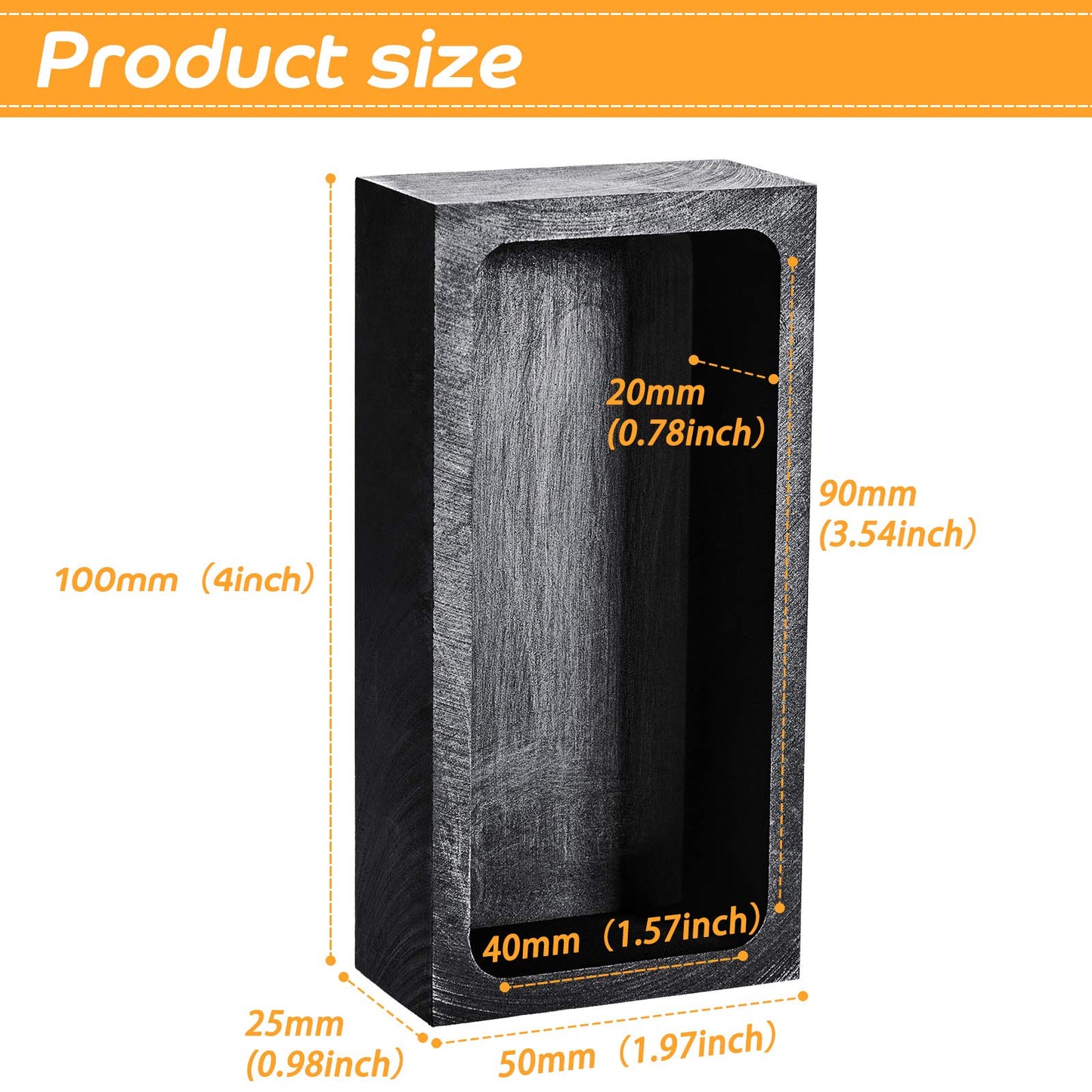 2 Pieces Graphite Ingot Mould Crucible Mould for Casting Gold Silver Metal Aluminum Copper Brass Melting Refining(4 x 2 x 1 Inch)