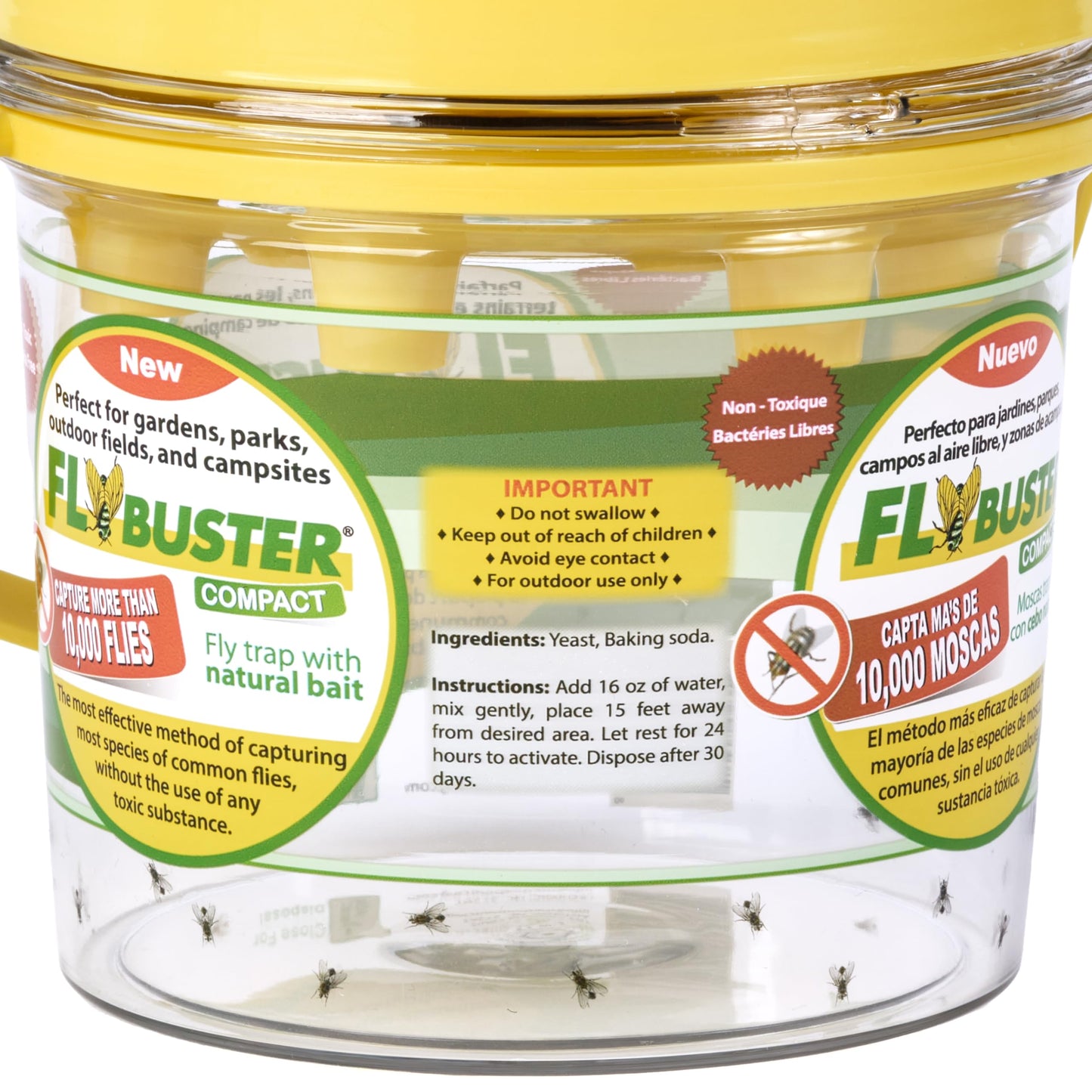 Flybuster Fly Trap - Outdoor Living, Non-Toxic Fly Trap, Pest Control Trap, 1-Liter Compact Size
