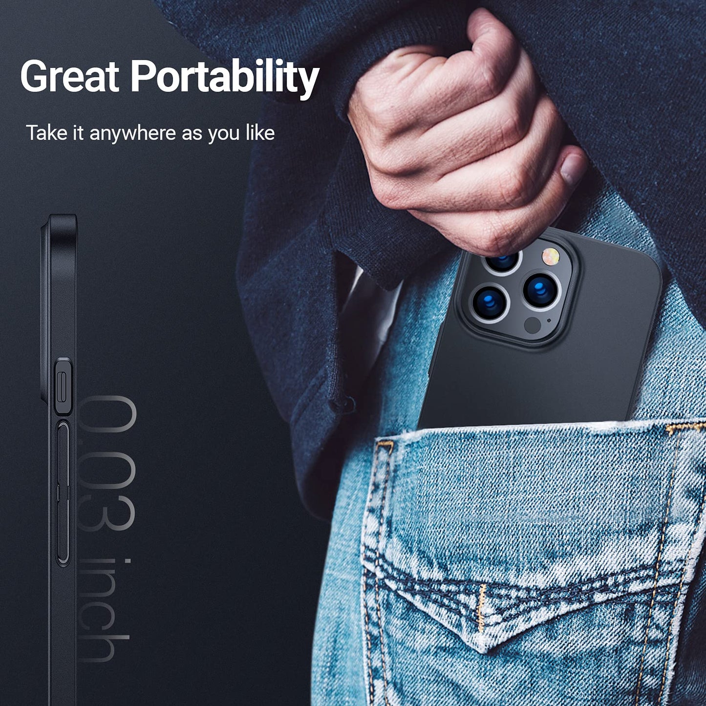 TORRAS Slim Fit for iPhone 13 Pro Max Case, Ultra-Thin 13 Pro Max Case Black, Lightweight Hard PC Cover with Secure Grip Phone Cases for iPhone 13 Pro Max Phone Case 6.7 inch, Space Black