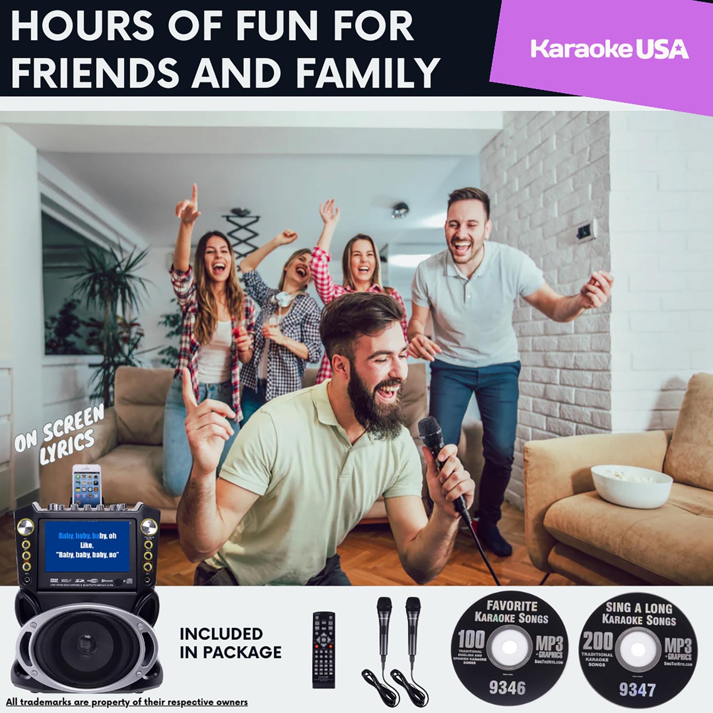 Karaoke USA Karaoke System - Portable, Black (GF844)