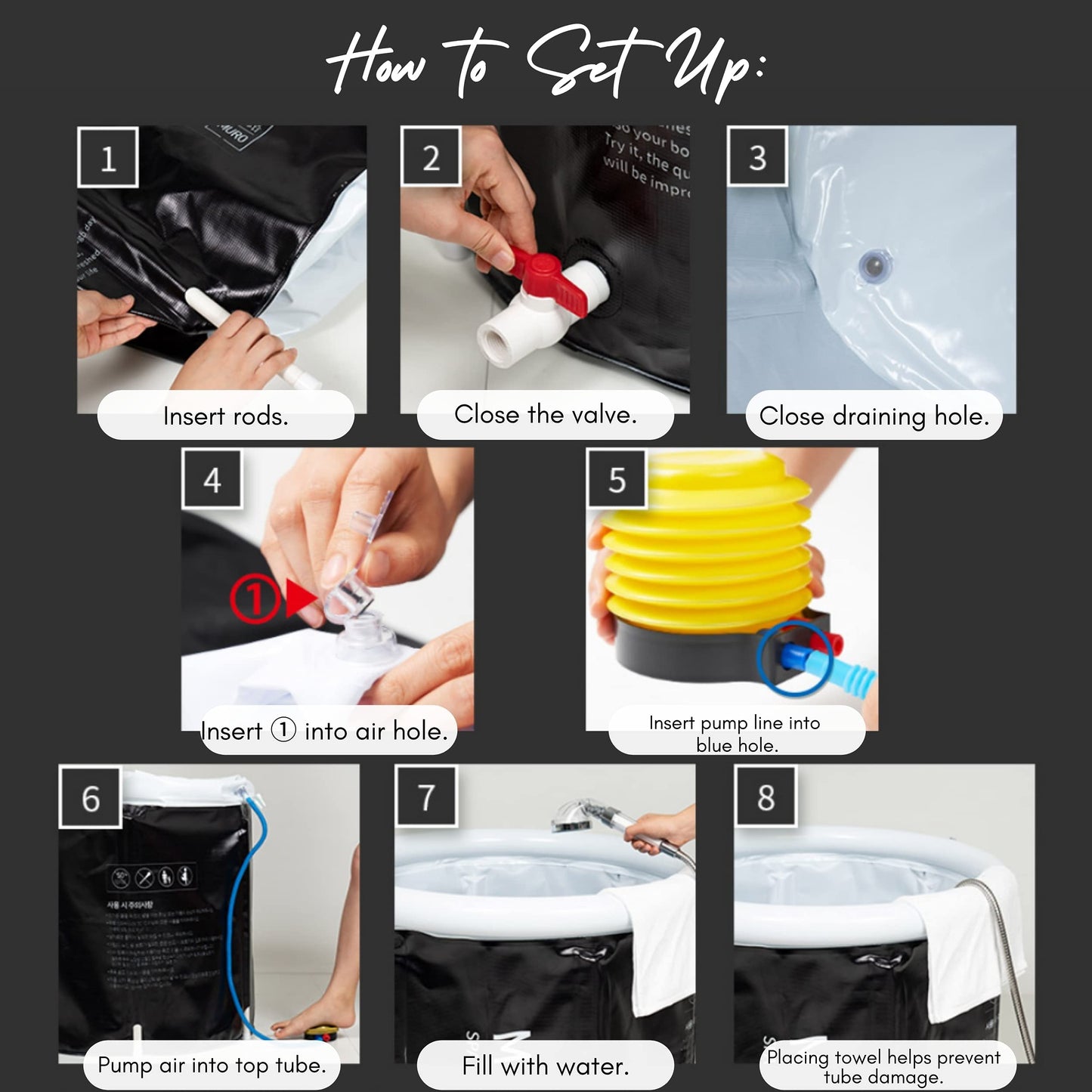 MURO Portable Bathtub for Adults, Foldable Freestanding Spa Bathtub for Soaking in Shower Stall, 3 Layer for Insulation, Black, Includes Bonus Cushion
