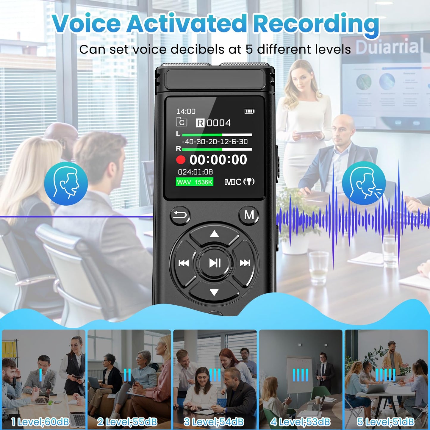 136GB Digital Voice Recorder with Playback,9000 Hours Audio Recording Device,Voice Activated Recorder with Noise Reduction,A-B Repeat,Mp3 Player