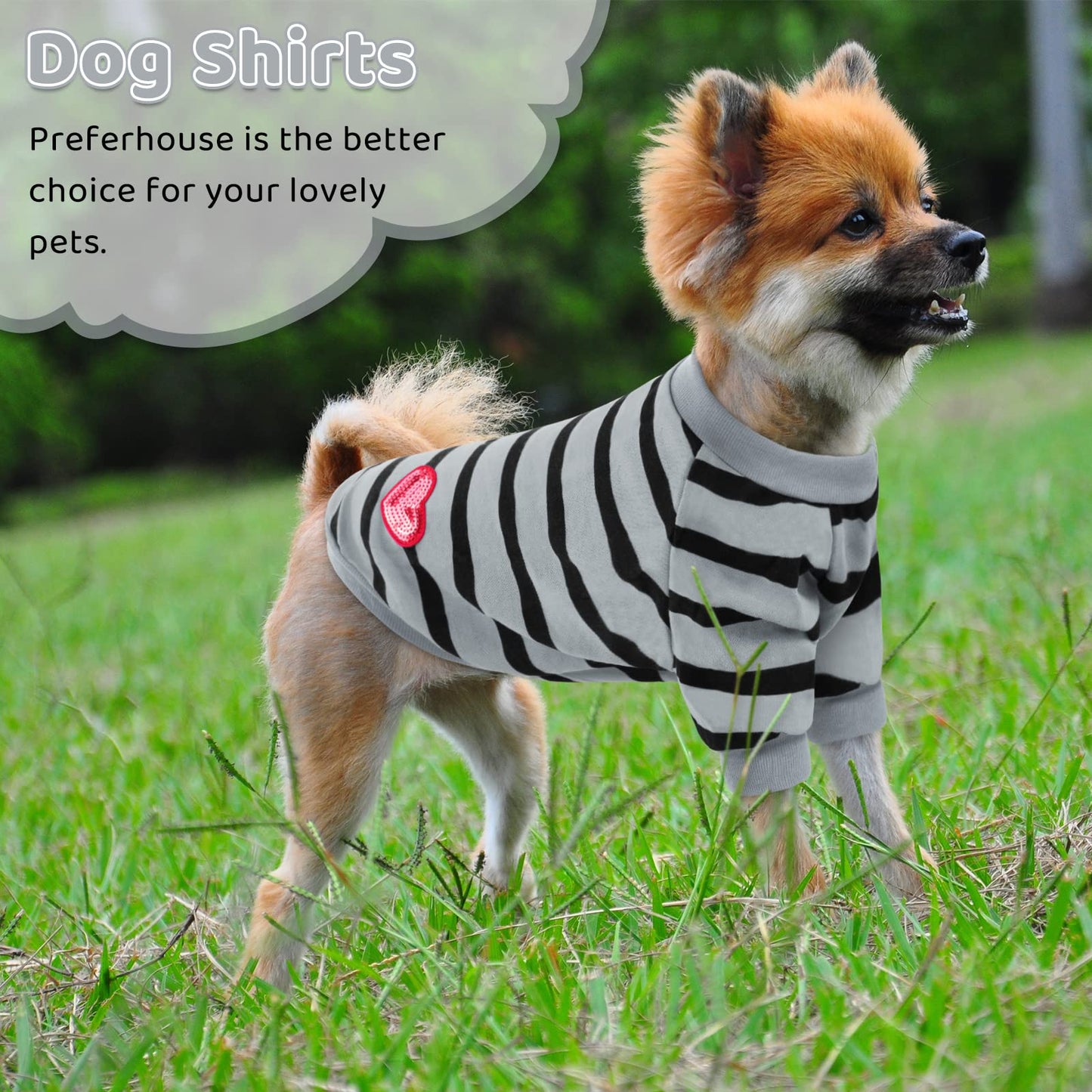 Preferhouse Pet Dog Striped T-Shirt Dogs Cats Cotton Vest Spring Summer Pet Apparel Tee Shirt Suitable for Small and Medium Large Pets French Bulldog Bichon