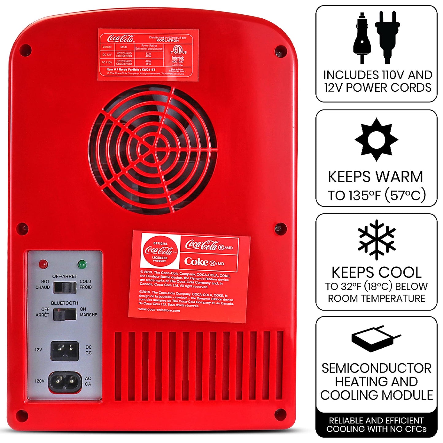 Coca Cola Mini Fridge for Bedroom Skincare Cosmatic Office 4L Small Refrigerator Bluetooth Speaker Fridge Dorm Fridge Portable Mini Refrigerator Snacks Drinks Makeup and Music Red