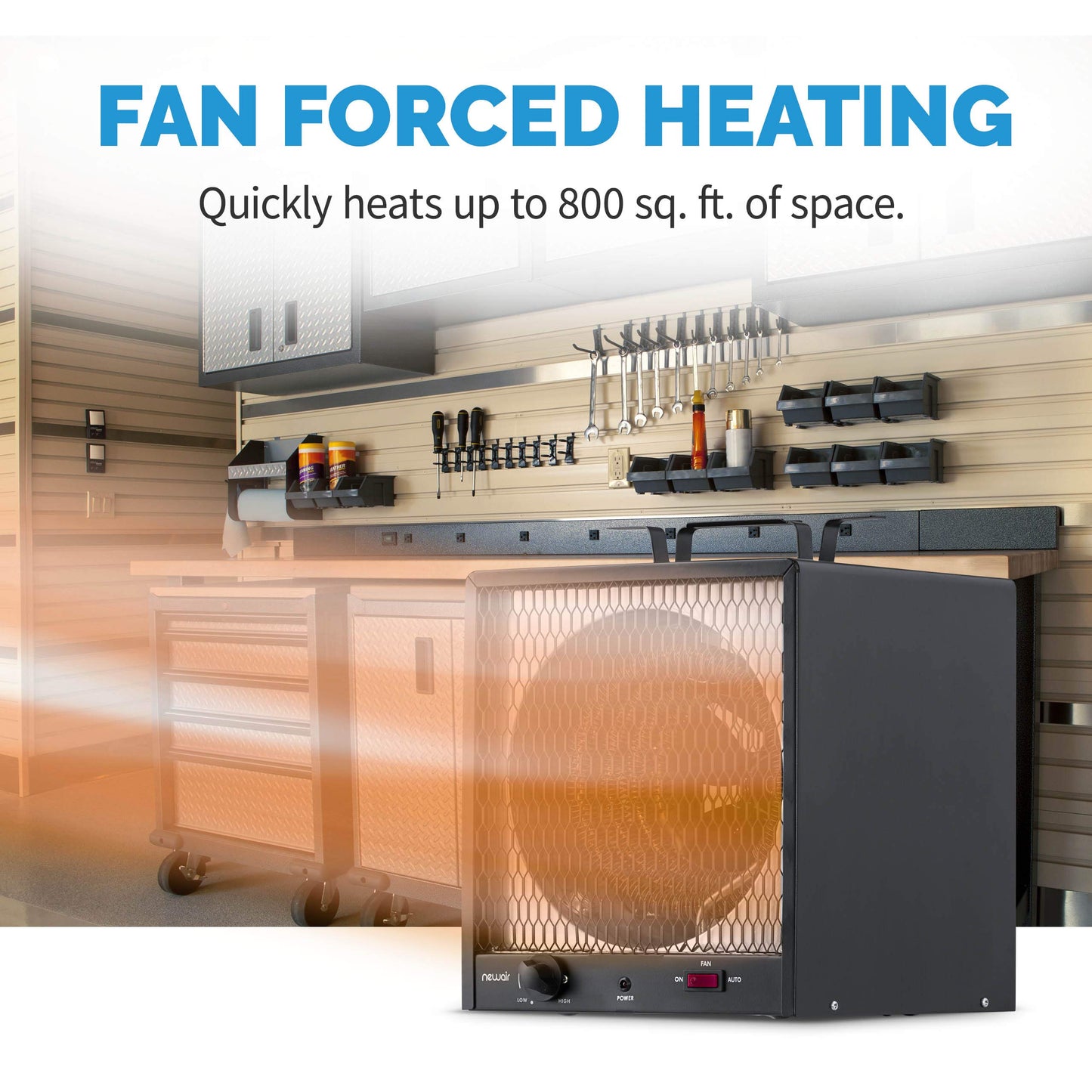 Newair 5600W Portable Electric Garage Heater - Heats Up to 600 sq. ft. with 6-Foot Cord Wrap and Carrying Handle, Space Heater Ideal for Garage, Bedroom, Dorm, and Office
