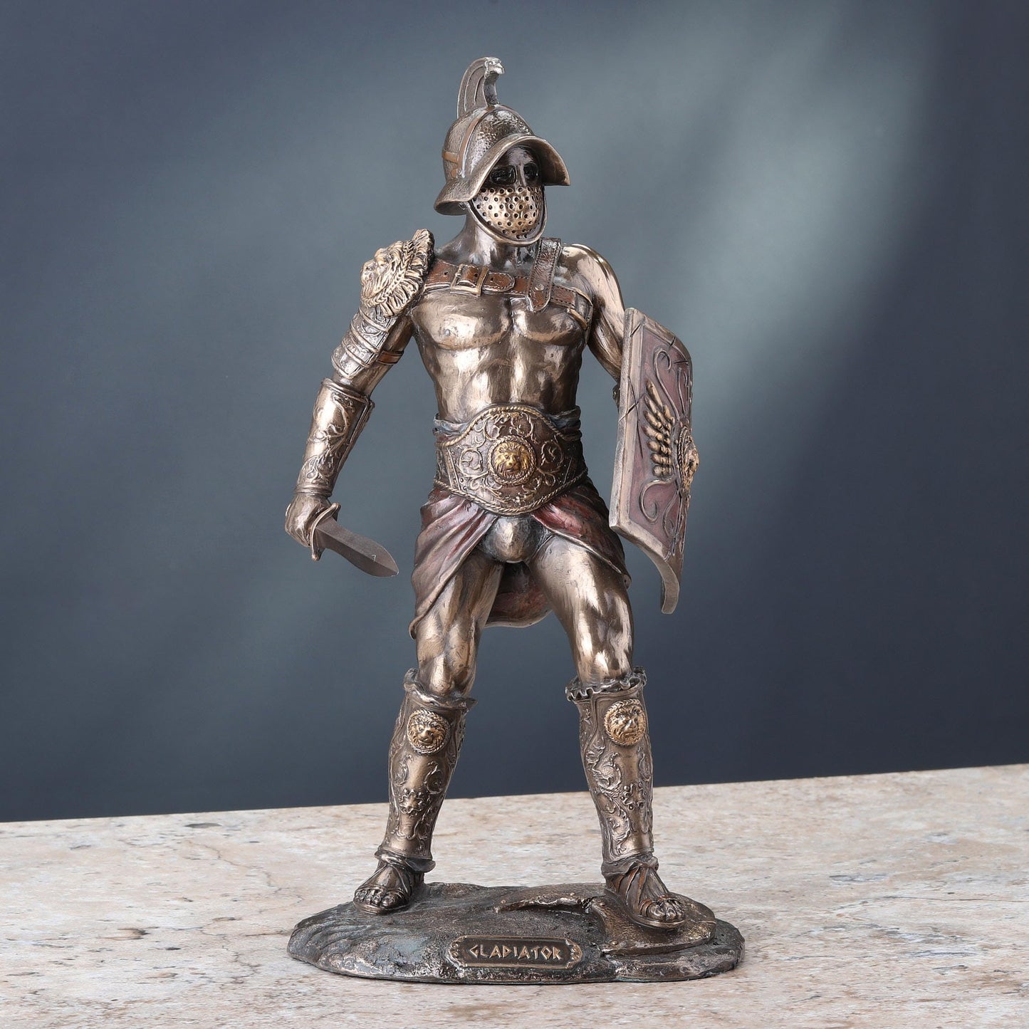 Veronese Design 10 1/4" Tall Spartacus Roman Gladiator Wielding Sword and Shield Statue Cold Cast Resin Antique Bronze Finish Sculpture