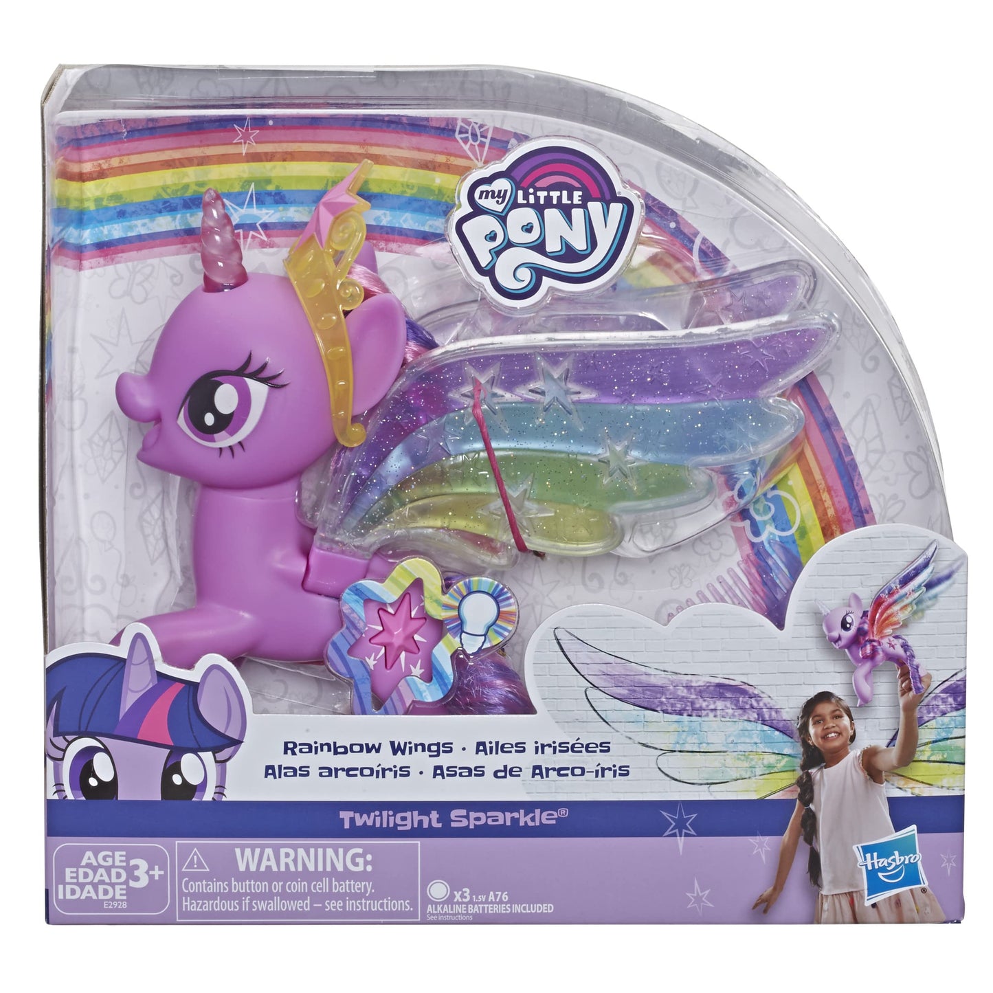My Little Pony Toy Rainbow Wings Twilight Sparkle - Purple Pony Figure with Lights and Moving Wings, Kids Ages 3 Years Old and Up