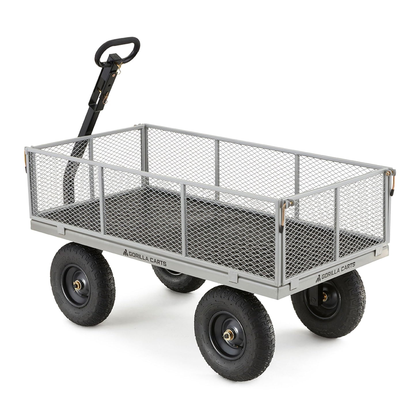Gorilla Carts 1000 Pound Capacity Heavy Duty Steel Mesh Versatile Utility Wagon Cart with Easy Grip Handle for Outdoor Hauling and Gardening, Gray