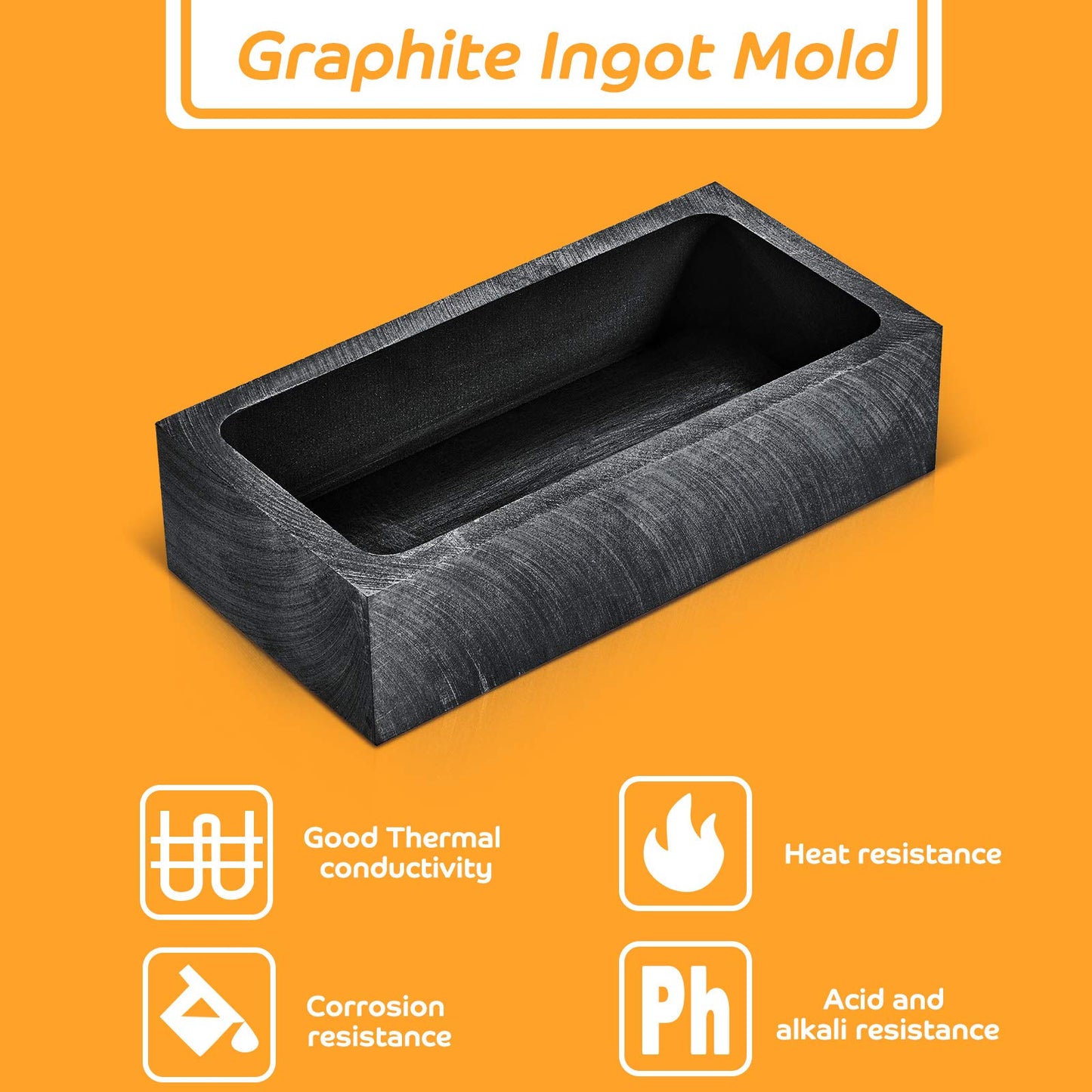 2 Pieces Graphite Ingot Mould Crucible Mould for Casting Gold Silver Metal Aluminum Copper Brass Melting Refining(4 x 2 x 1 Inch)