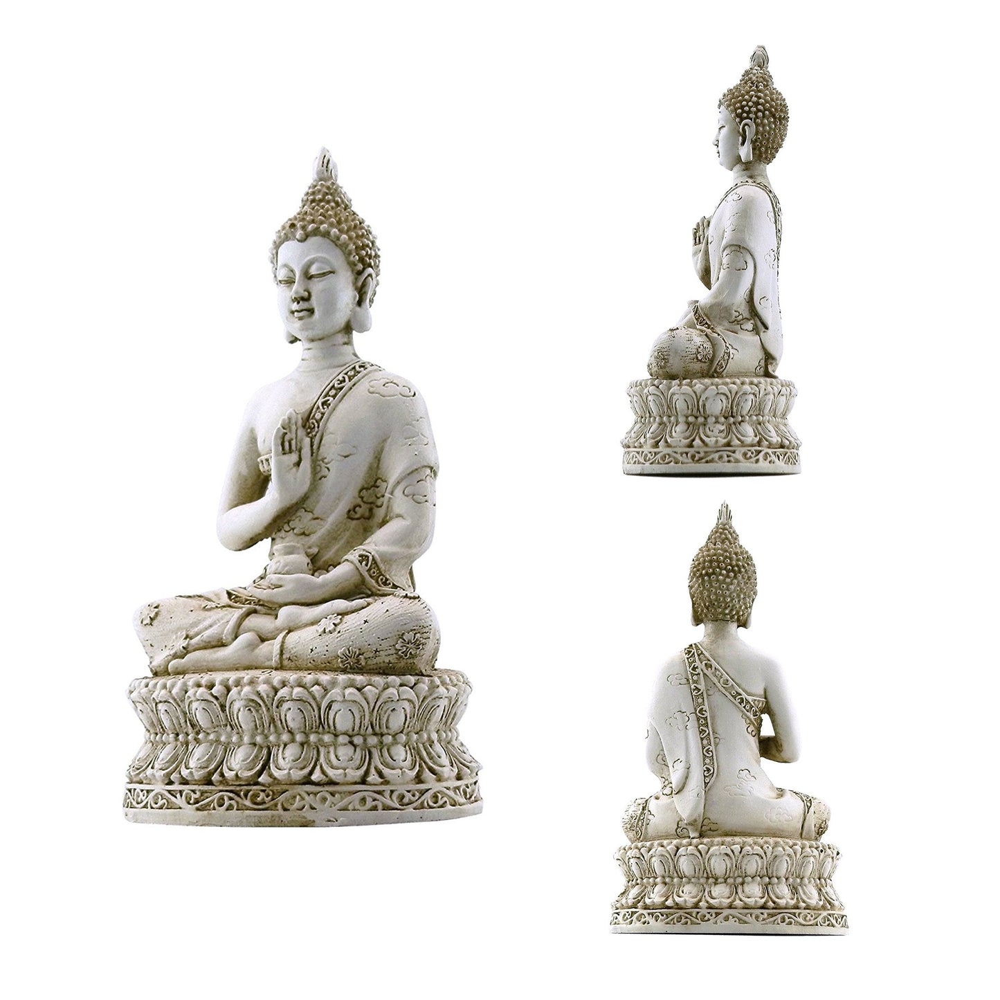 Ornerx Thai Sitting Buddha Statue for Home Decor Ivory 6.7 "