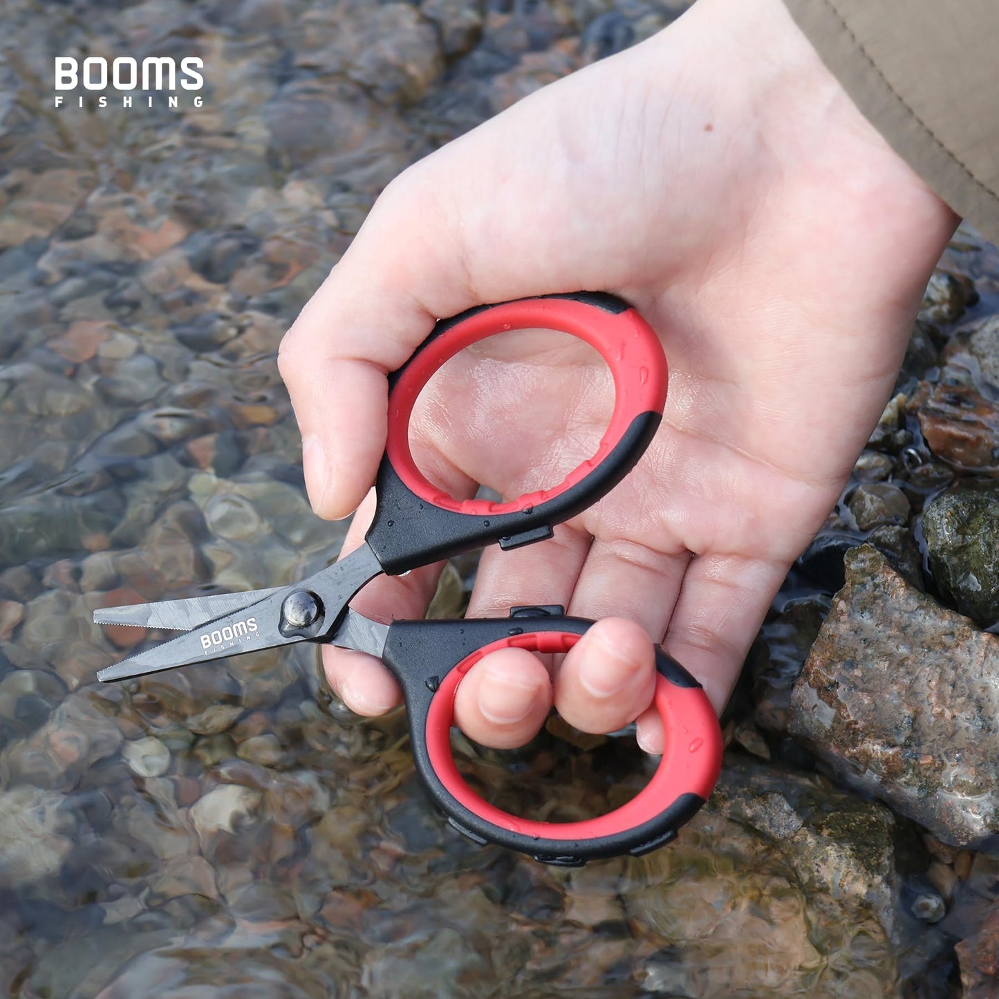 Booms Fishing S05 Fishing Scissors for Braided Line, 4" Fishing Serrated Shears, Fishing Line Cutter Saltwater and Freshwater