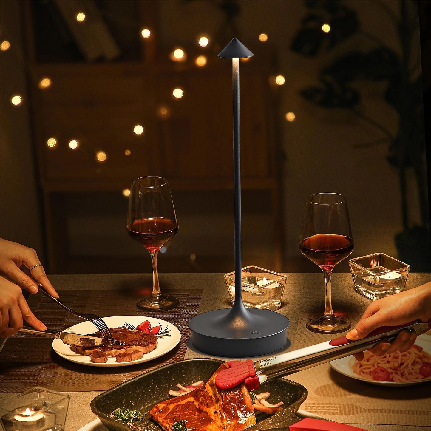 LJXiioo Cordless Table Lamps Rechargeable, LED Desk Lamp 4000mAh Battery Operated Outdoor Waterproof Portable Touch Dimmable Table Light for Patio/Restaurant/Bar/Indoor (Black-2PC)