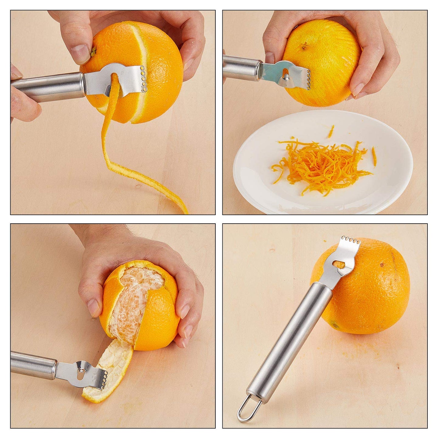 4 Pieces Lemon Zest Peeler for Cocktails Stainless Steel Orange Rind Peeler Tool Orange Citrus Twist Peeler with Channel Knife Kitchen Accessories