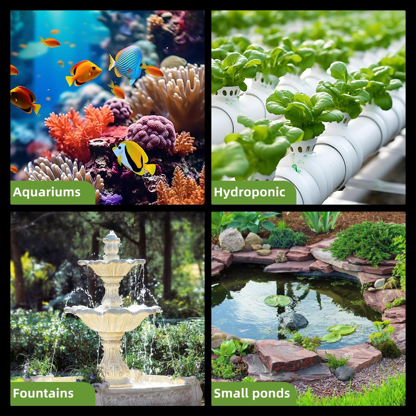 FREESEA Submersible Water Fountain Pump: 160 GPH 12W Small Sump Pump for Outdoor Pond Hydroponic Statuary Waterfall Aquarium Fish Tank