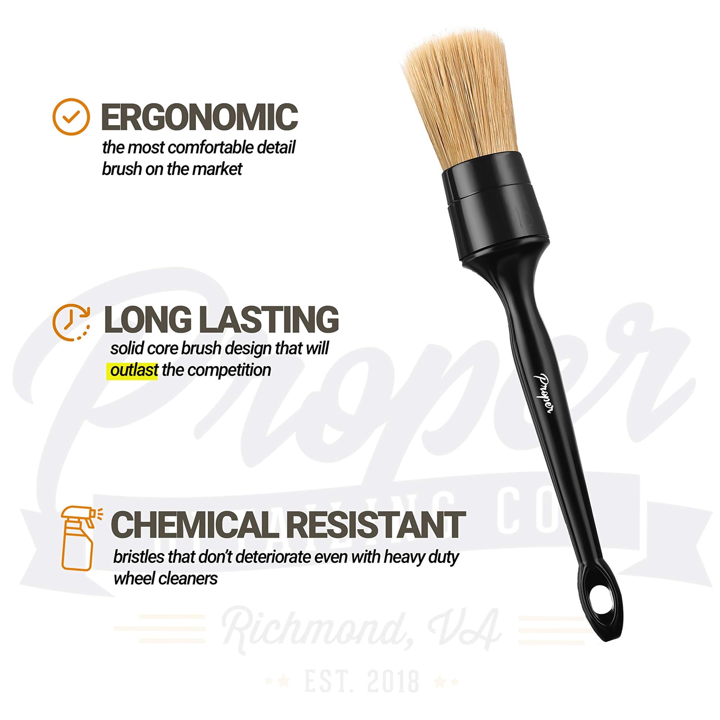 Car Detailing Brush Ultra Soft Boars Hair Detailing Brushes 3 Pack, Detail Automotive Interior or Exterior, get Professional Results with Proper Detail Brushes Car Detailing