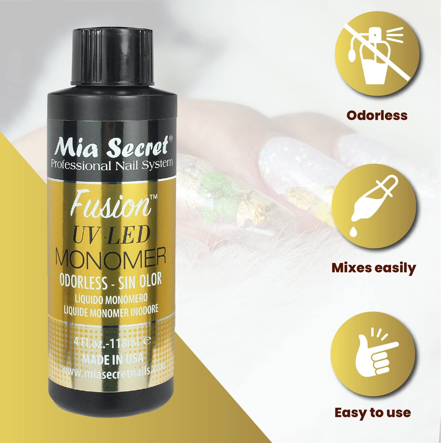 Mia Secret ODORLESS FUSION UV LED MONOMER 2oz / 4oz (FUSION ODORLESS 4oz)