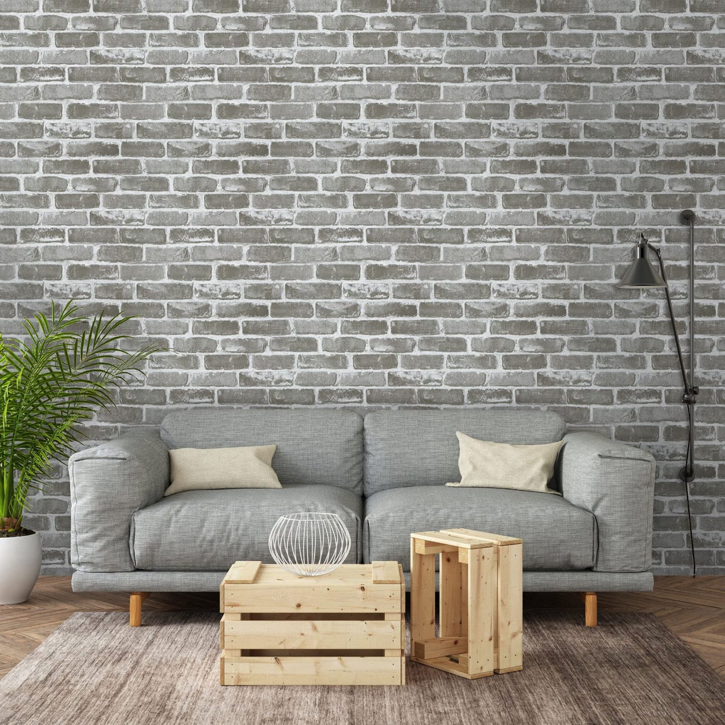 Timeet 17.7"×197" 3D Gray Brick Wallpaper Peel and Stick Wallpaper Self Adhesive Wallpaper Faux Brick Wallpaper Textured Wallpaper for Room Wall Decor Vinyl Film Roll