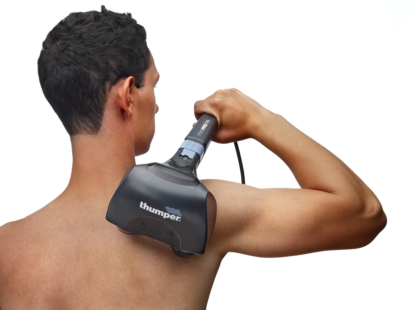Thumper Mini Pro Percussive Massager - Deep Tissue Massage for Muscles, Back, Shoulders, Legs, arms. Powerful Percussion Electric Handheld Massage Therapy Gun with Long Handle and 3 speeds
