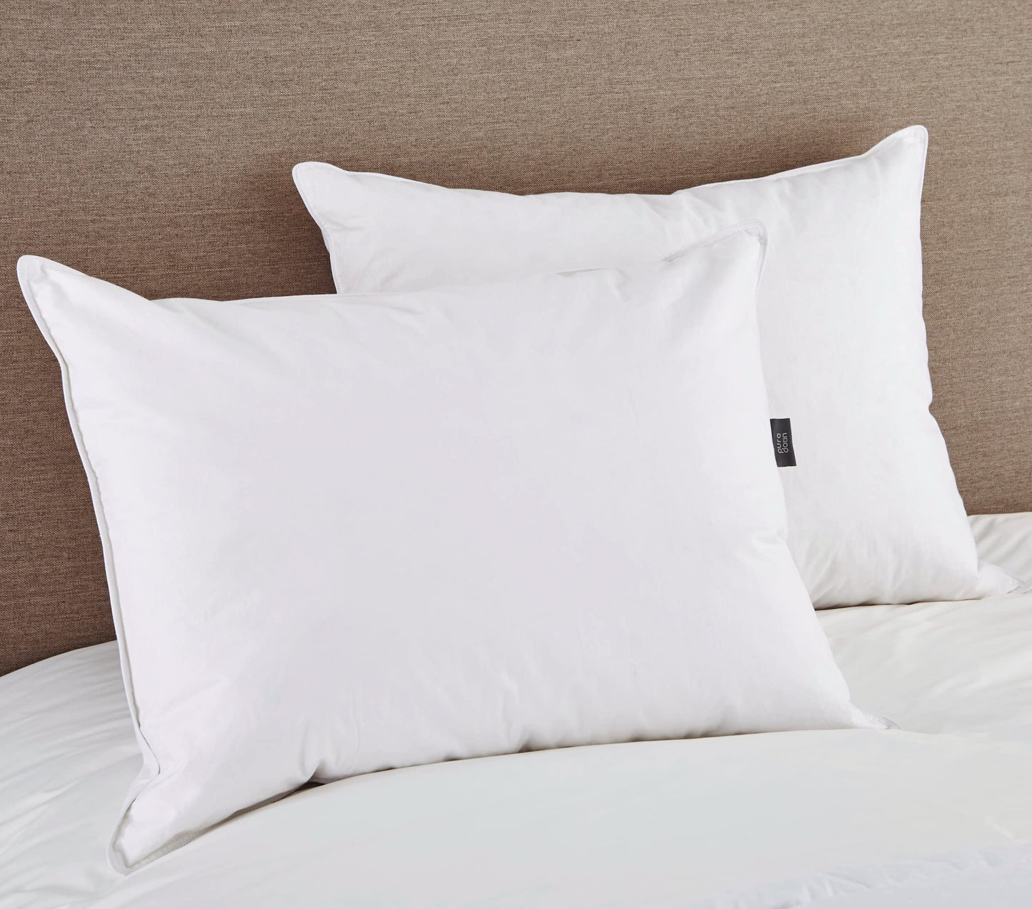 puredown Natural White Goose Feather Down Pillow Egyptian Cotton Cover 500 Fill Power King Size Set of 2