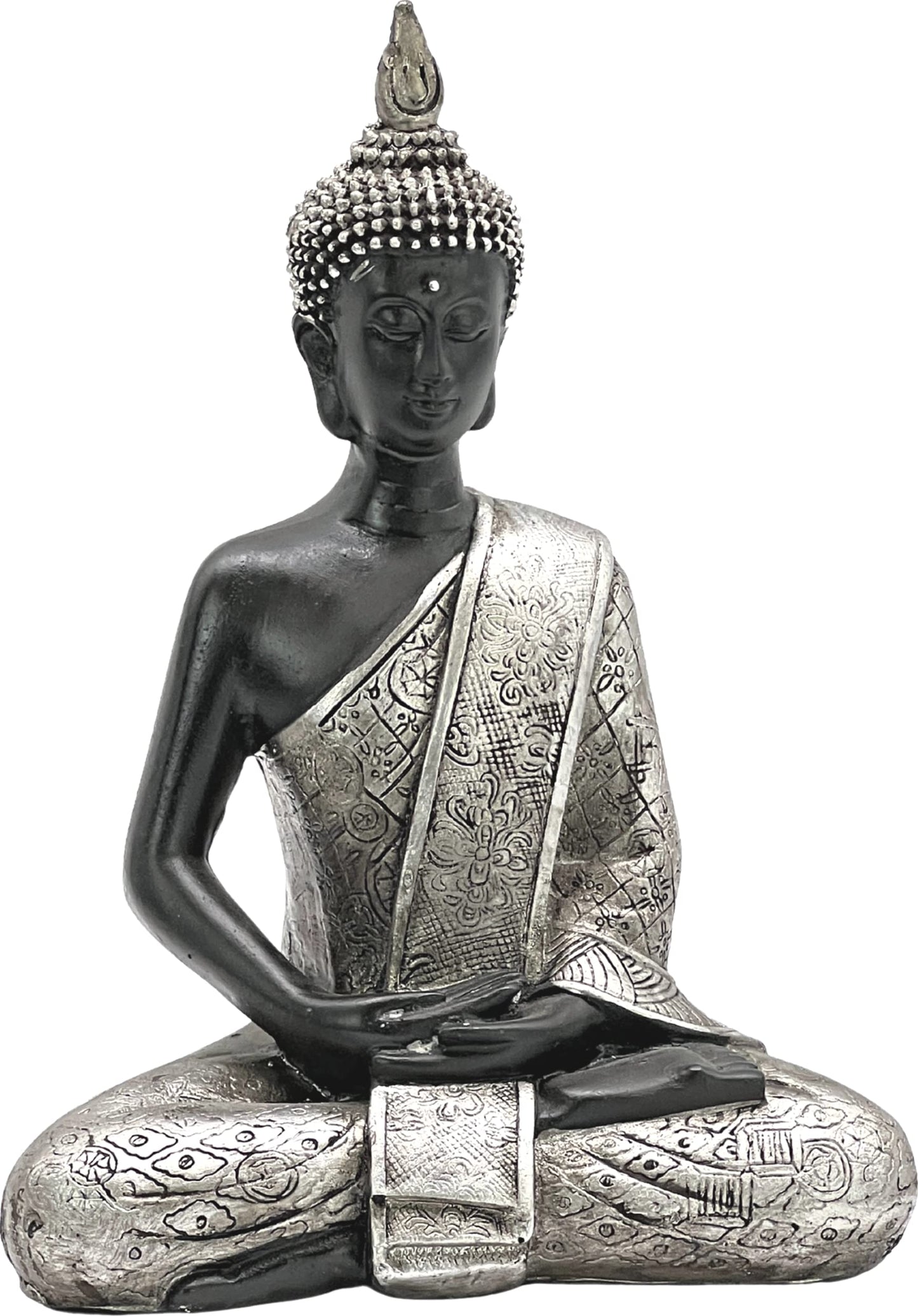 Bellaa Black Buddha Statue Enlightenment Meditation Dhyana Mudra Sitting Blessing Goodluck Happy Collectibles Figurines Sculpture Living Room Outdoor Garden Patio