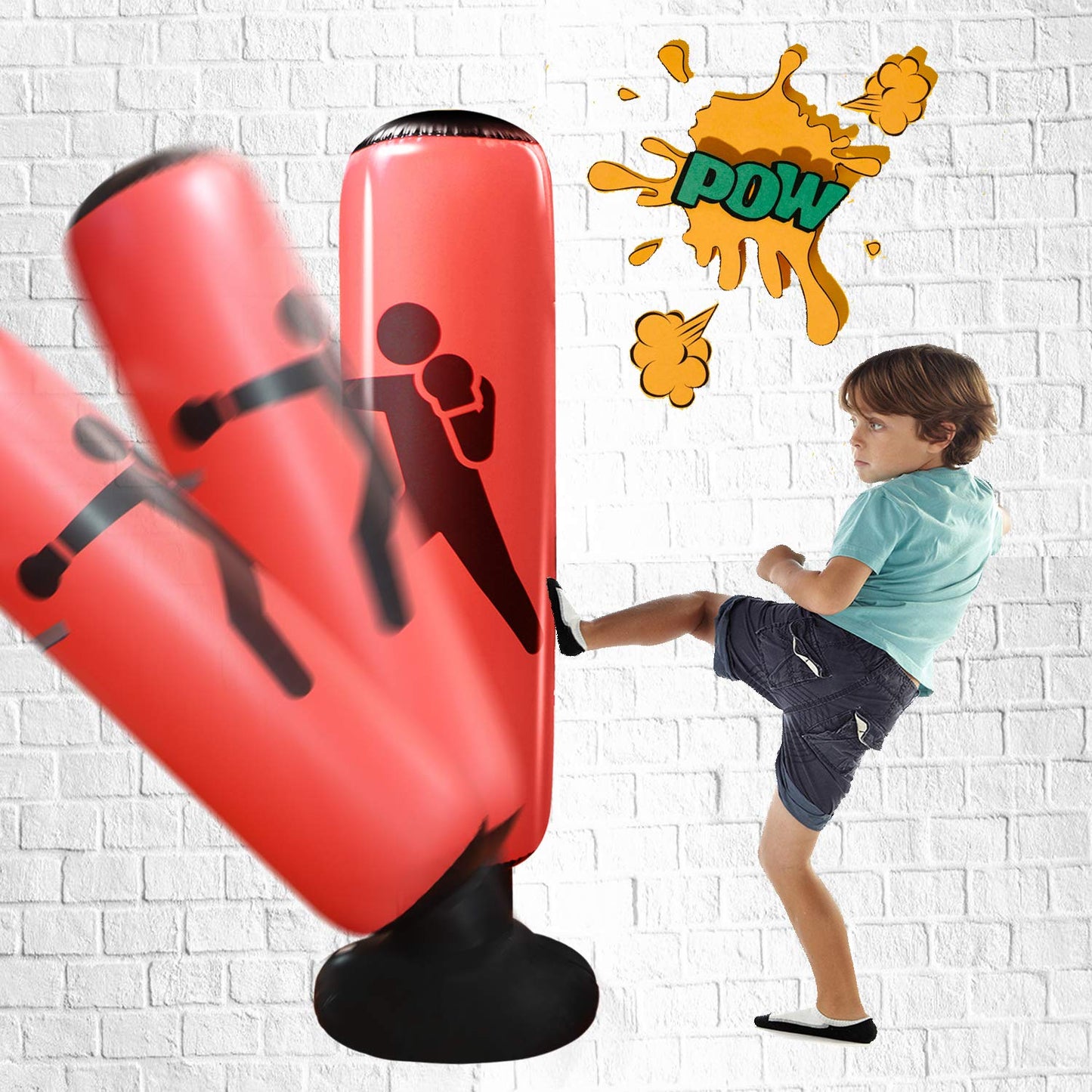 Novelty Place Inflatable Punching Bag for Kids - Free Standing Boxing Bag immediate Bounce Back for Practicing Karate, Taekwondo, Boxing, MMA- Bop Bag Toys for Fitness & Stress Relief