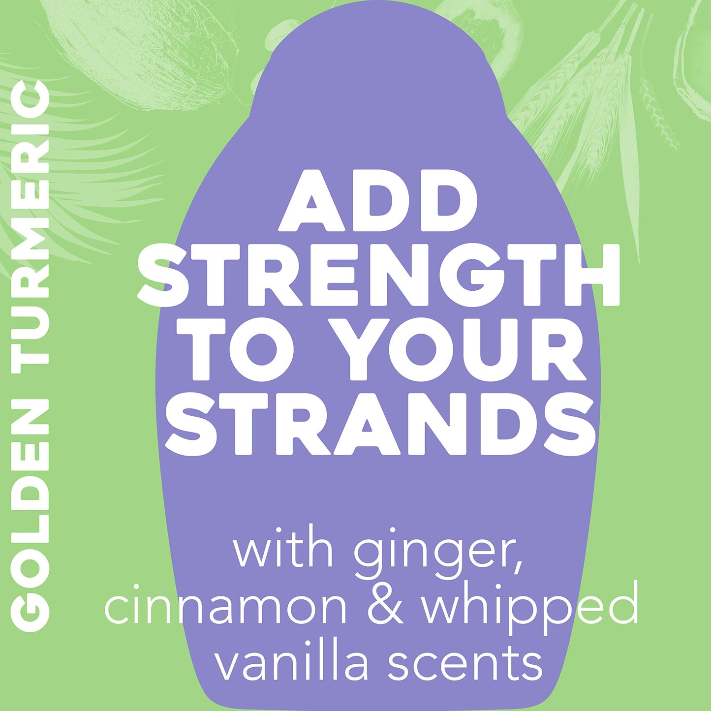 OGX Strength Length + Golden Turmeric Shampoo with Milk to Soothe Scalp Nourish Hair Ayurveda SulfateFree Surfactants for Stronger Longer Hair, Coconut, 13 Fl Oz