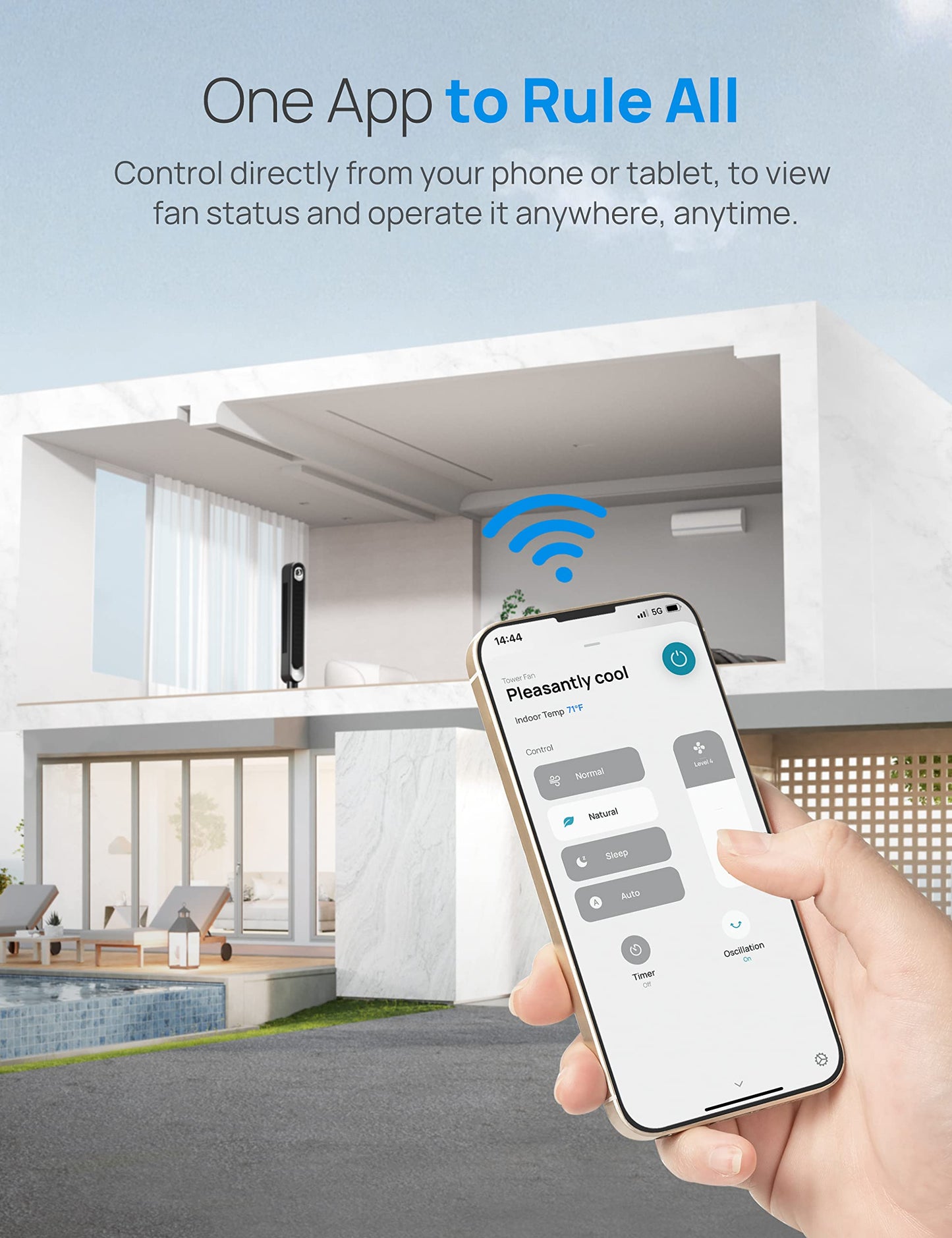 Dreo Smart Tower Fan WiFi Voice Control, Works with Alexa/Google, Cruiser Pro T1S Floor Standing Bladeless Oscillating Fan with Remote, 6 Speeds, 4 Modes, 12H Timer, for Indoor Bedroom Home Office