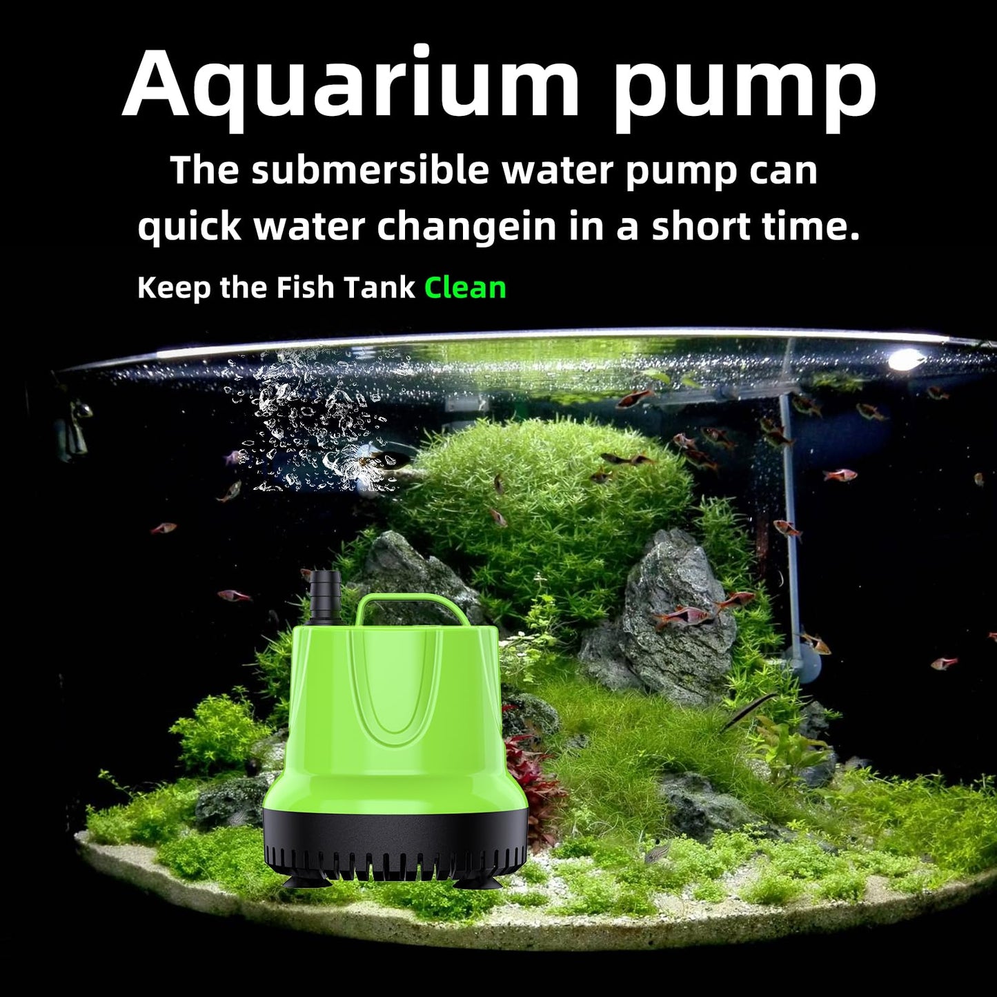 FREESEA Submersible Water Fountain Pump: 160 GPH 12W Small Sump Pump for Outdoor Pond Hydroponic Statuary Waterfall Aquarium Fish Tank