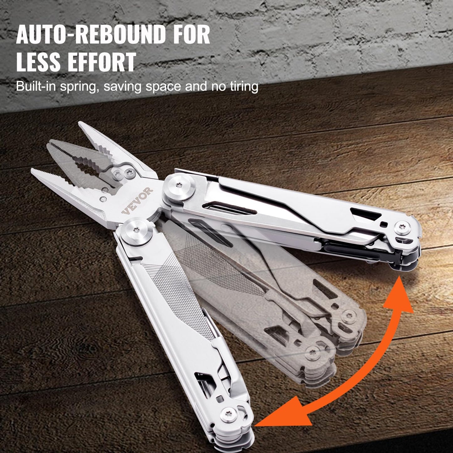 VEVOR 29-in-1 Multitool Pliers,Stainless Steel Multi Tool Pocket K-nife,Self-locking Multitool Pliers with Sheath & Replaceable Screwdrivers Bits -Perfect for Outdoor Survival, Camping, Hiking