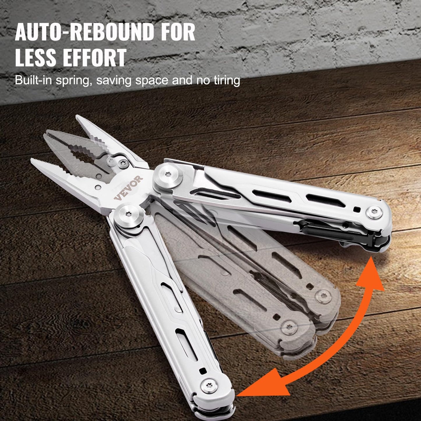 VEVOR 28-in-1 Multitool Pliers,Stainless Steel Multi Tool Pocket K-nife,Self-locking Multitool Pliers with Sheath & Replaceable Screwdrivers Bits Perfect for Outdoor Survival, Camping, Hiking