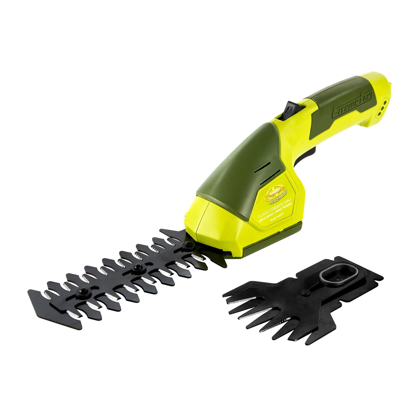 Sun Joe HJ604C Cordless Grass Shear + Shrubber Handheld Trimmer, (w/ Battery + Charger Included), Green, 7.2V