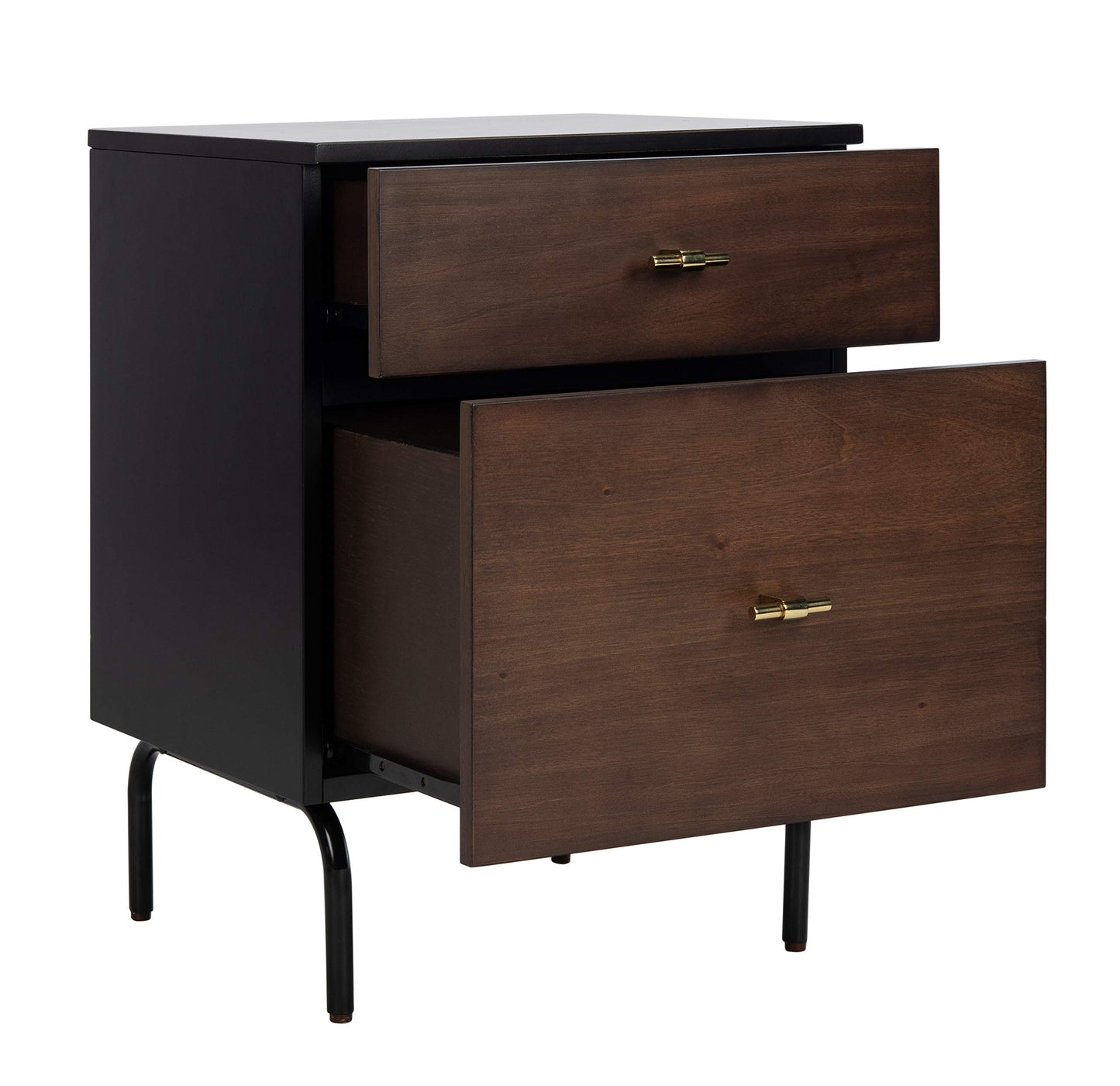 Safavieh Home Genevieve Modern Walnut and Black Mahogany 2-drawer Nightstand