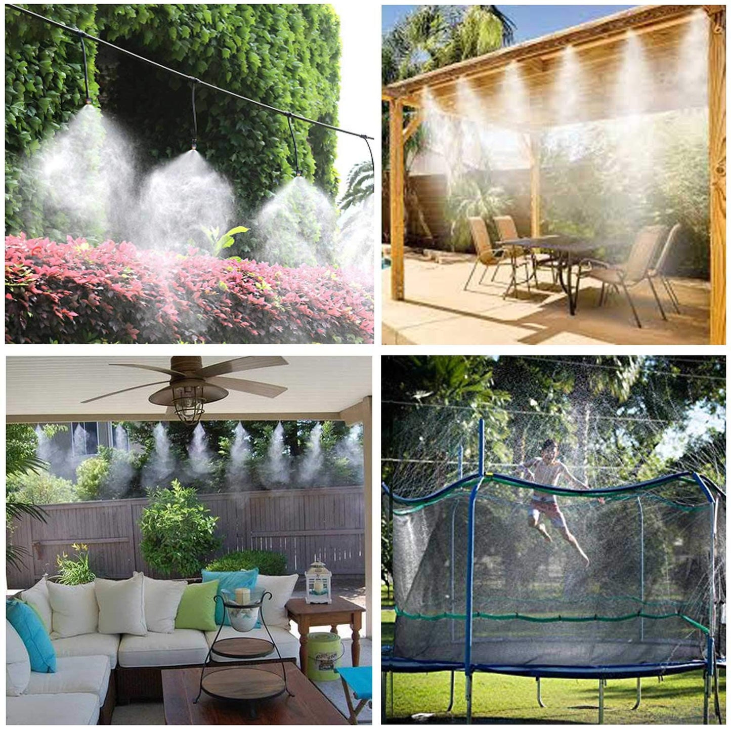 iRuiZhe Misting Cooling System Kit 26.2FT(8M) Misting Line DIY Outdoor Mist Cooling Kit +11 Brass Nozzles Garden Misting Irrigation System for Garden Greenhouse, Flower Bed,Patio,Lawn