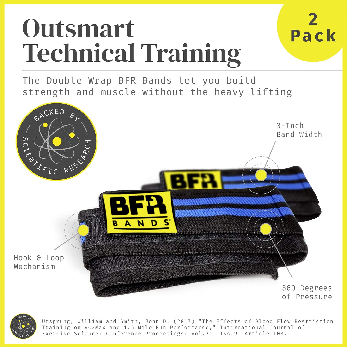 BFR BANDS Blood Flow Restriction Bands - 2 Pack for Legs, Booty & Glutes, 3-Inch Wide Straps - DoubleWrap Occlusion Bands for Gym & Weight Lifting to Increase Muscle Mass in Women & Men