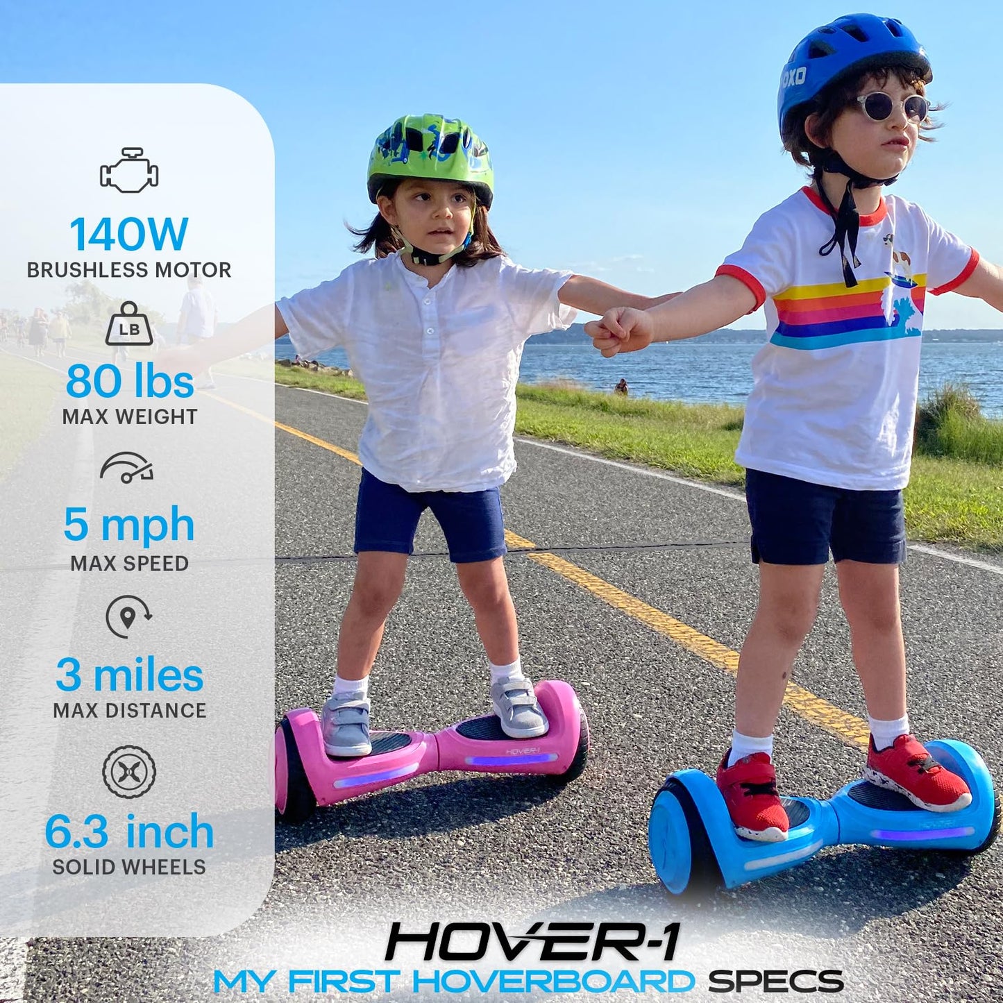 Hover-1 My First Hoverboard Electric Self Balancing Hoverboard for Kids with 5 mph Max Speed, Dual 150W Motors, 6.3” Tires, 3 Miles Max Range, and LED Headlights Self Balancing Scooter