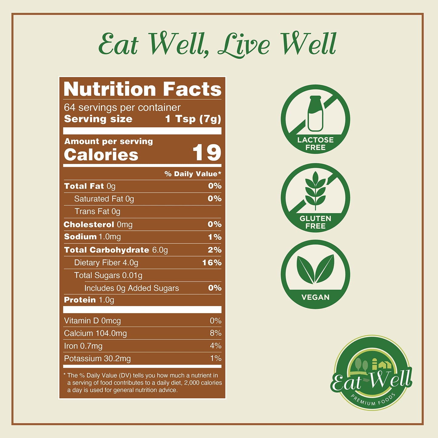 Eat Well Premium Foods - Ceylon Cinnamon Ground Powder 16oz Reseable Bag,100% Natural
