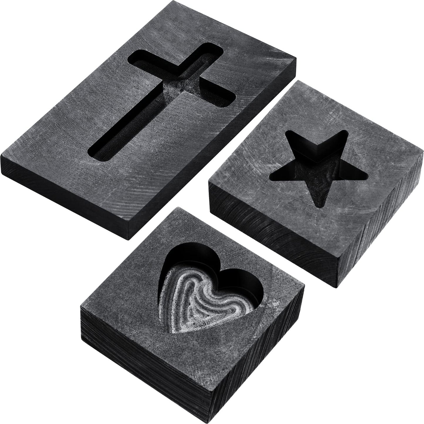 3 Pieces Heart Star Cross Graphite Casting Ingot Mold Metal Refining Scrap Melting Casting Mould for Smelting Gold Silver Metal Aluminum Copper