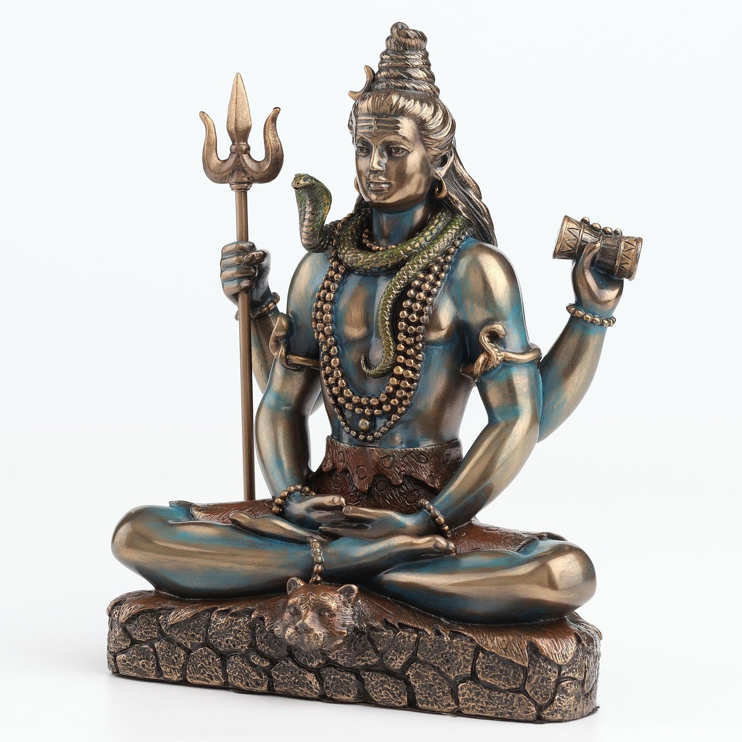 Veronese Design 6 1/4 Inch Lord Shiva in Lotus Pose Hindu God Destroyer of Evil Resin Statue Bronze Finish