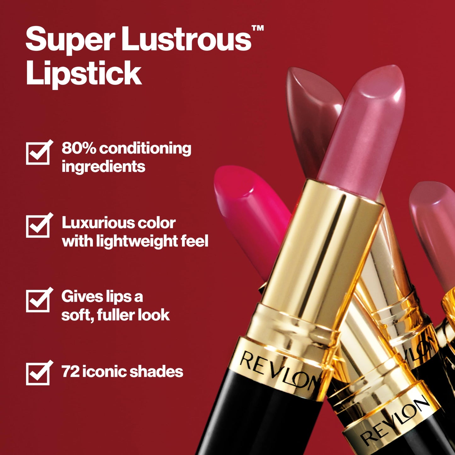 Revlon Lipstick, Super Lustrous Lipstick, Creamy Formula For Soft, Fuller-Looking Lips, Moisturized Feel in Pinks, Silver City Pink (405) 0.15 oz